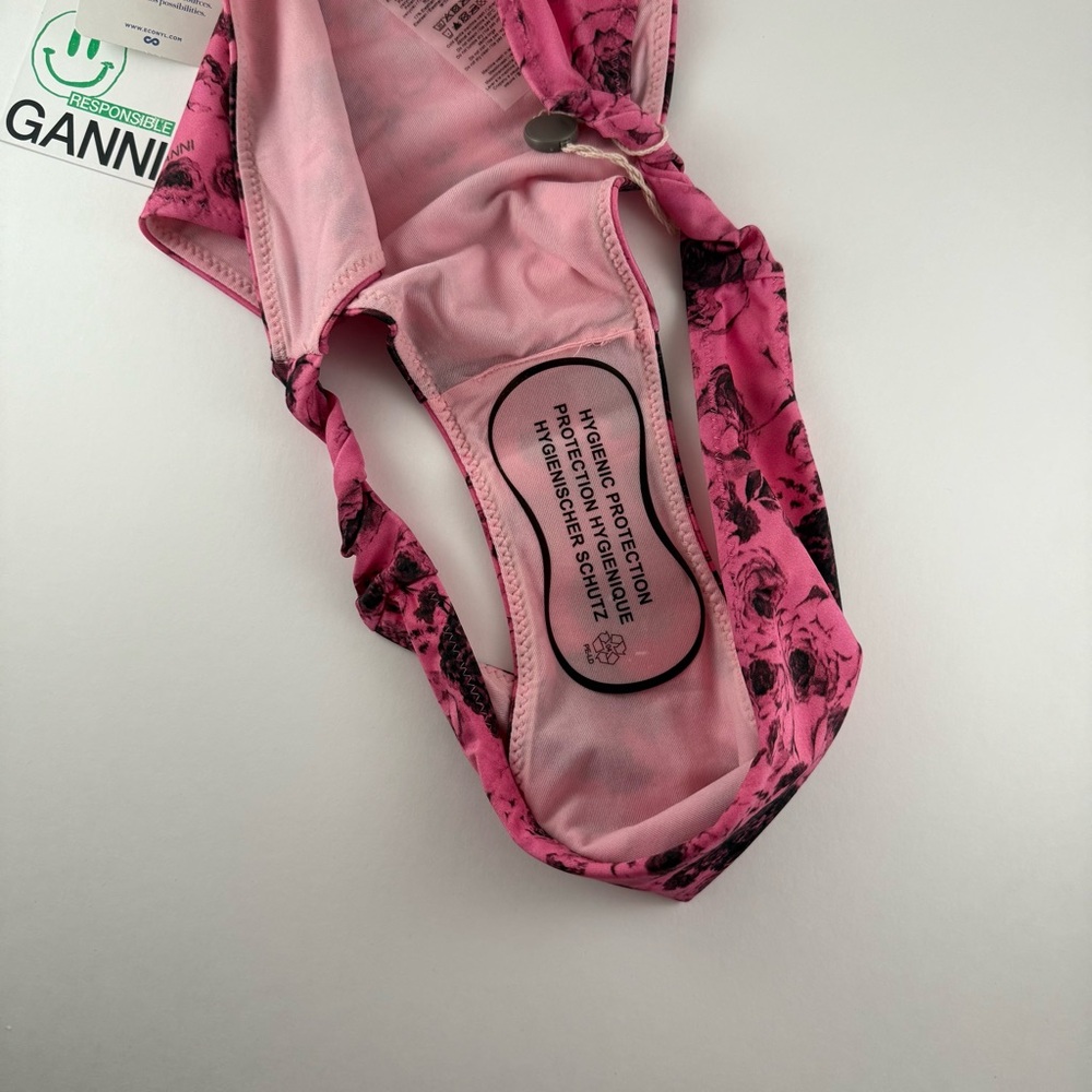 GANNI Floral Twisted Bikini Bottom Pink Size 42 L 10/12 NWT - Picture 4 of 6